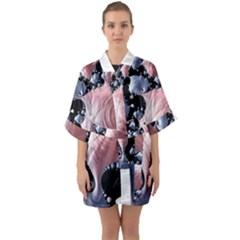 Fractal Art Design Fantasy Science Quarter Sleeve Kimono Robe by Celenk