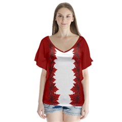 Canada Maple Leaf Art V-neck Flutter Sleeve Top by CanadaSouvenirs