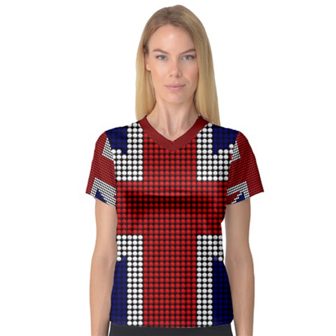 Union Jack Flag British Flag V-neck Sport Mesh Tee by Celenk