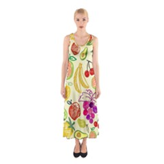 Cute Fruits Pattern Sleeveless Maxi Dress by paulaoliveiradesign