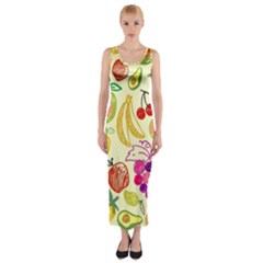 Cute Fruits Pattern Fitted Maxi Dress by paulaoliveiradesign