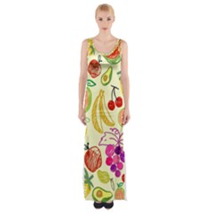 Cute Fruits Pattern Maxi Thigh Split Dress by paulaoliveiradesign