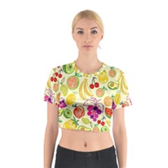 Cute Fruits Pattern Cotton Crop Top by paulaoliveiradesign