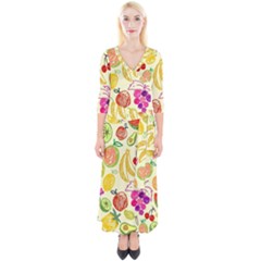 Cute Fruits Pattern Quarter Sleeve Wrap Maxi Dress by paulaoliveiradesign