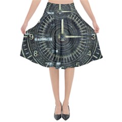 Time Machine Science Fiction Future Flared Midi Skirt by Celenk