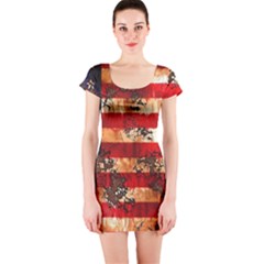 American Flag Usa Symbol National Short Sleeve Bodycon Dress by Celenk