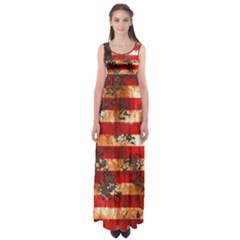 American Flag Usa Symbol National Empire Waist Maxi Dress by Celenk