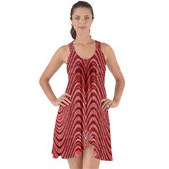 Red Wave Pattern Show Some Back Chiffon Dress by Celenk