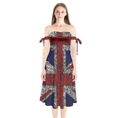 Union Jack Flag Uk Patriotic Shoulder Tie Bardot Midi Dress by Celenk