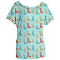 Blue Orange Boots Women s Oversized Tee by snowwhitegirl