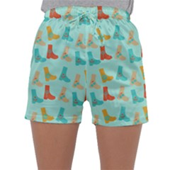 Blue Orange Boots Sleepwear Shorts by snowwhitegirl