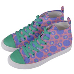 Pink Retro Dots Women s Mid-top Canvas Sneakers by snowwhitegirl