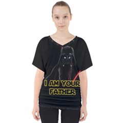 Darth Vader Cat V-neck Dolman Drape Top by Valentinaart