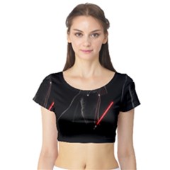 Darth Vader Cat Short Sleeve Crop Top by Valentinaart