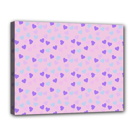 Blue Pink Hearts Canvas 14  X 11  by snowwhitegirl