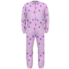 Blue Pink Hearts Onepiece Jumpsuit (men)  by snowwhitegirl