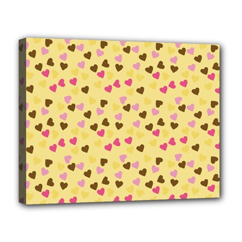 Beige Hearts Canvas 14  X 11  by snowwhitegirl