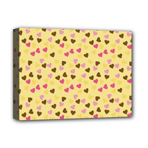 Beige Hearts Deluxe Canvas 16  X 12   by snowwhitegirl