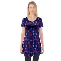 Music Stars Navy Short Sleeve Tunic  by snowwhitegirl