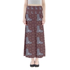 Deer Boots Brown Full Length Maxi Skirt by snowwhitegirl