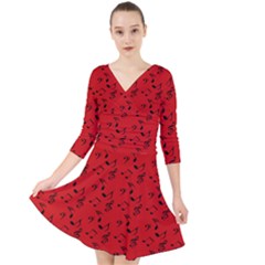 Red Music Quarter Sleeve Front Wrap Dress	 by snowwhitegirl