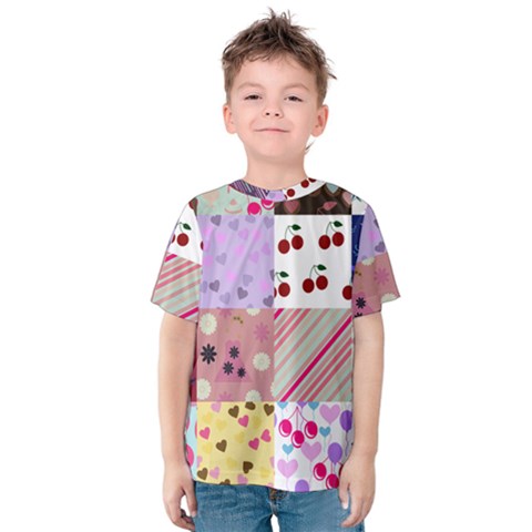 Quilt Of My Patterns Kids  Cotton Tee by snowwhitegirl