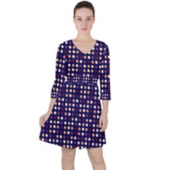 Peach Purple Eggs On Navy Blue Ruffle Dress by snowwhitegirl