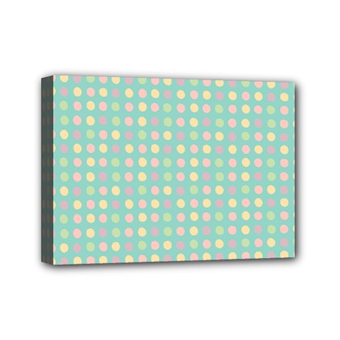 Pink Peach Green Eggs On Seafoam Mini Canvas 7  X 5  by snowwhitegirl