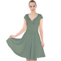 Army Green Cap Sleeve Front Wrap Midi Dress by snowwhitegirl