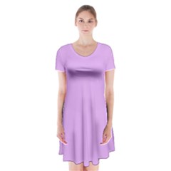 Purple Whim Short Sleeve V-neck Flare Dress by snowwhitegirl