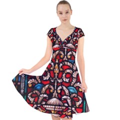 Decoration Art Pattern Ornate Cap Sleeve Front Wrap Midi Dress by Nexatart