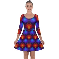 Background Colorful Abstract Quarter Sleeve Skater Dress by Nexatart