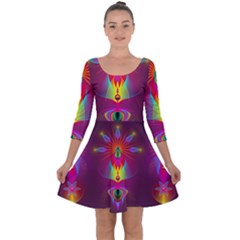 Abstract Bright Colorful Background Quarter Sleeve Skater Dress by Nexatart