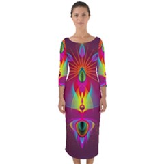 Abstract Bright Colorful Background Quarter Sleeve Midi Bodycon Dress by Nexatart