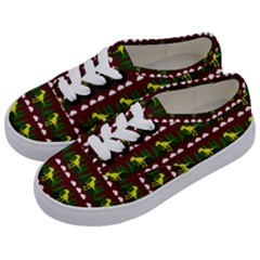 Dino In The Mountains Red Kids  Classic Low Top Sneakers by snowwhitegirl