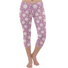 Daisy Dots Pink Capri Yoga Leggings by snowwhitegirl