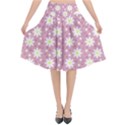 Daisy Dots Pink Flared Midi Skirt View1