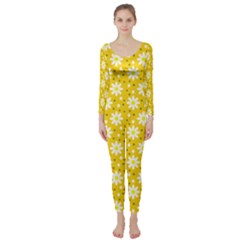 Daisy Dots Yellow Long Sleeve Catsuit by snowwhitegirl