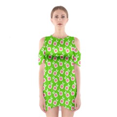 Square Flowers Green Shoulder Cutout One Piece by snowwhitegirl