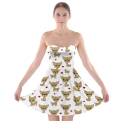 Chihuahua Pattern Strapless Bra Top Dress by Valentinaart