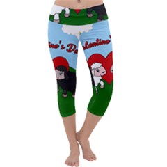 Valentines Day - Sheep  Capri Yoga Leggings by Valentinaart