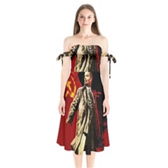 Lenin  Shoulder Tie Bardot Midi Dress by Valentinaart