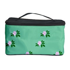 Pink Flowers Green Big Cosmetic Storage Case by snowwhitegirl