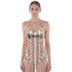 Multicolored Geometric Pattern  Cut-out One Piece Swimsuit by dflcprints