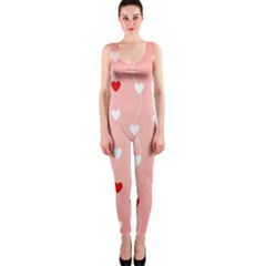 Heart Shape Background Love One Piece Catsuit by Nexatart