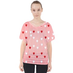 Heart Shape Background Love V-neck Dolman Drape Top by Nexatart