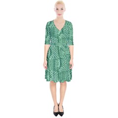 Knitted Wool Square Green Wrap Up Cocktail Dress by snowwhitegirl