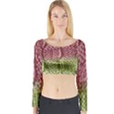 Knitted Wool Square Pink Green Long Sleeve Crop Top View1