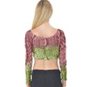 Knitted Wool Square Pink Green Long Sleeve Crop Top View2