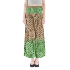 Knitted Wool Square Beige Green Full Length Maxi Skirt by snowwhitegirl